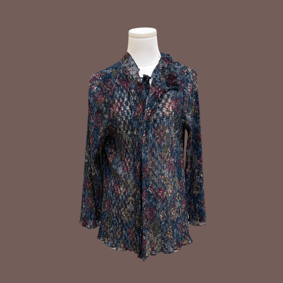 Vintage Knit Cover-UpFloral PleatedSize L/XL1950s